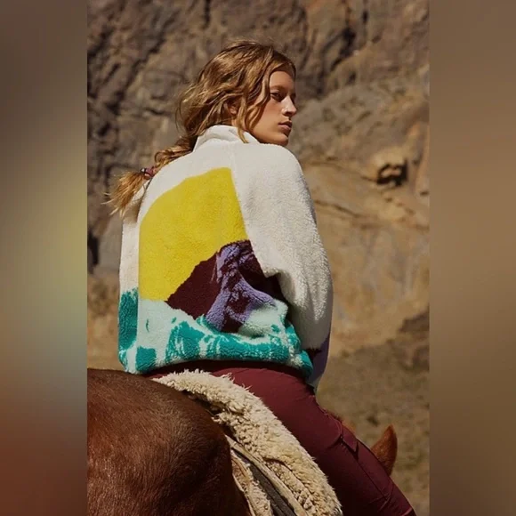 NWTFP Free People Movement Hit The Slopes Printed Fleece Jacket